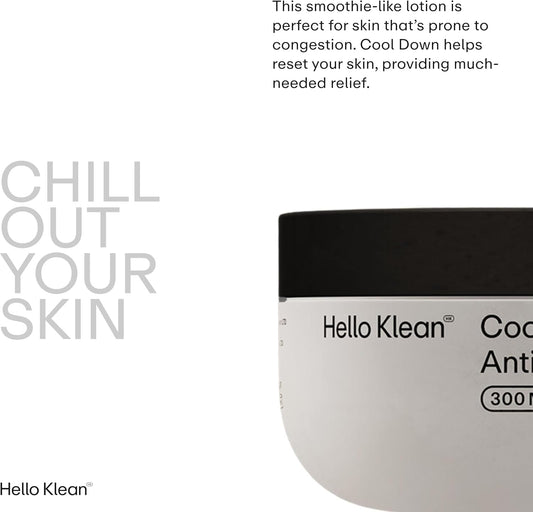 Hello Klean Cool Down Anti-Buildup Body Lotion - For Congestion-Prone Skin - Reduces Oiliness - Fights Against Hard Water - Comforting & Cooling For Instant Relief - Reset Your Skin