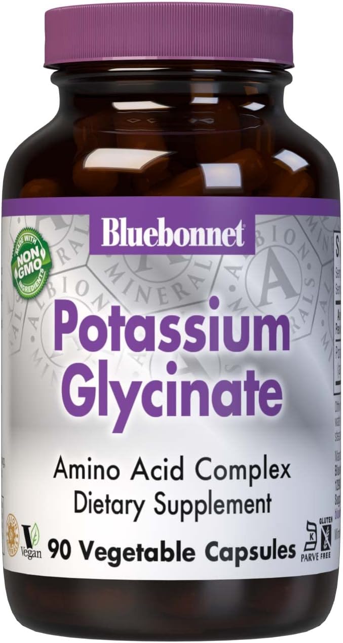 BlueBonnet Albion Potassium Glycinate Vegetarian Capsules, 99 mg, 90 C