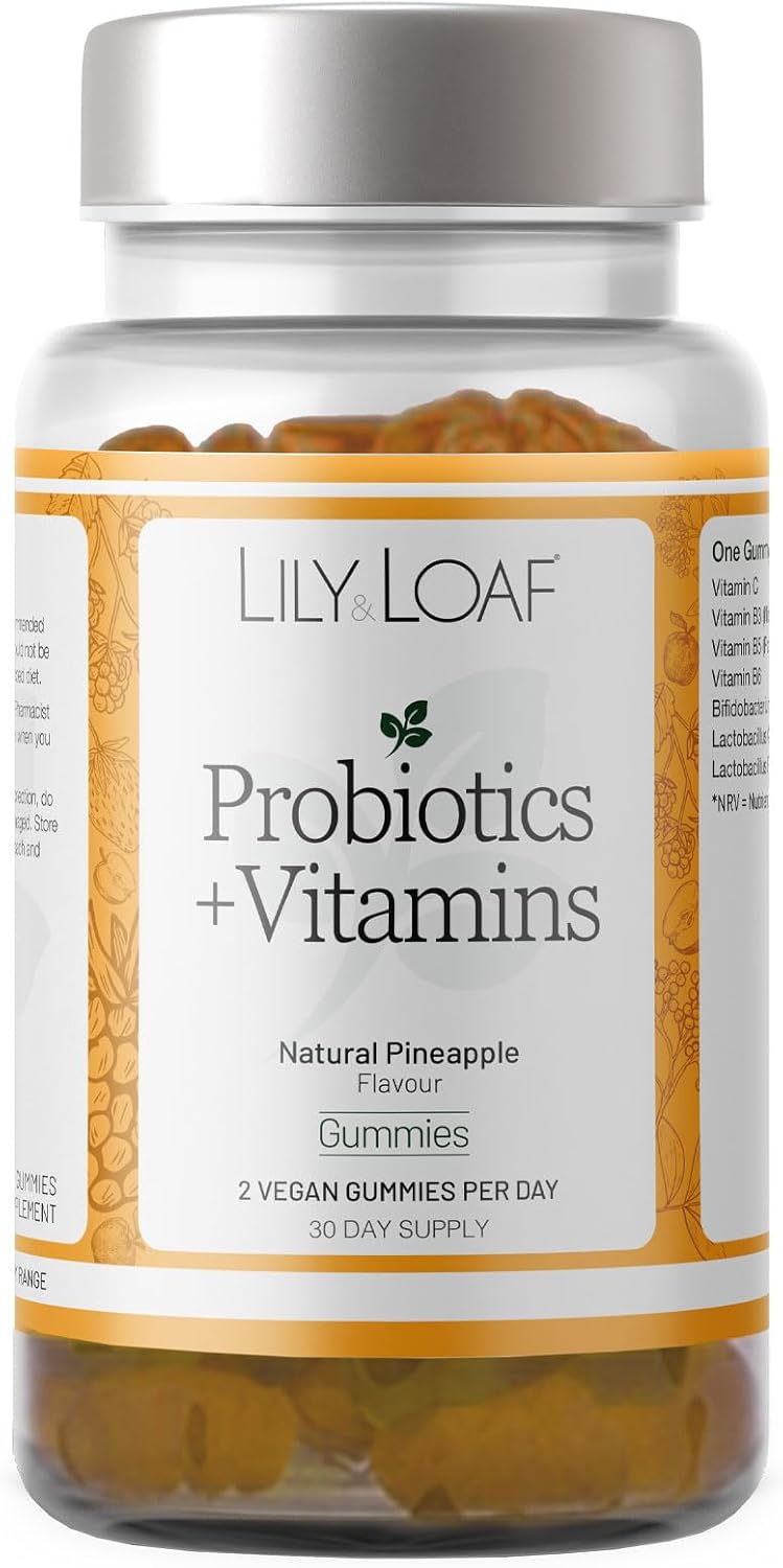 Lily & Loaf Probiotic + Vitamins Gummies – Pineapple Flavor – Gut Health & Immune Support – Vegan – 60 Gummies – 30 Day Supply