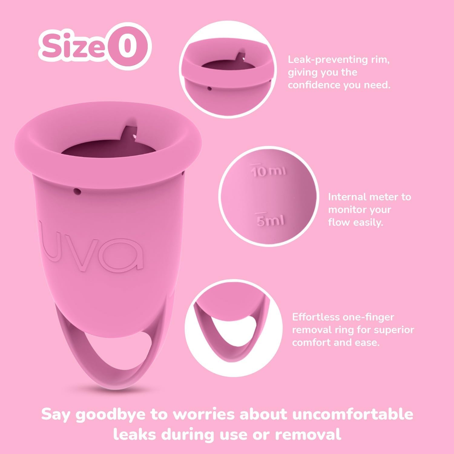 UVA Menstrual Cup Kit - Size 0 - Light Flow Reusable Period Cup Set - Leak-Proof Silicone Soft Period Cup, Sterilizer & Travelling Bag - Period Cups for Women… : Health & Household