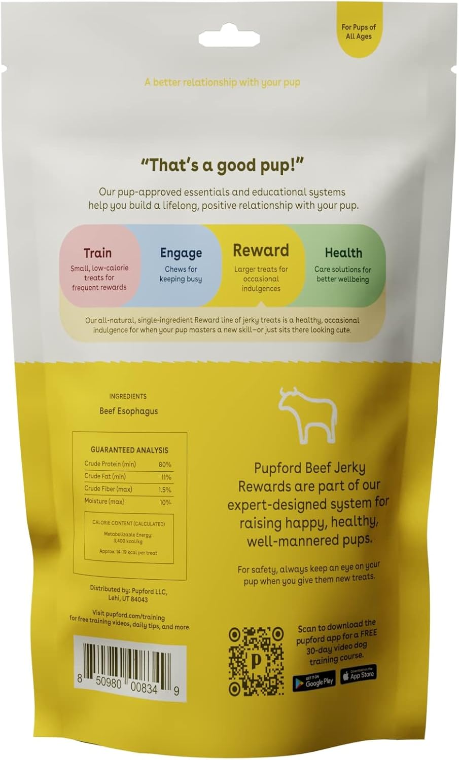 Pupford Beef Jerky Treats for Dogs for Large & Small Dogs of All Ages | Made in USA, 100% Real Meat & No Fillers | Dogs Love These Tasty Dog Snacks (Beef Bundle, 2 Beef Jerky 8oz Bags) : Pet Supplies