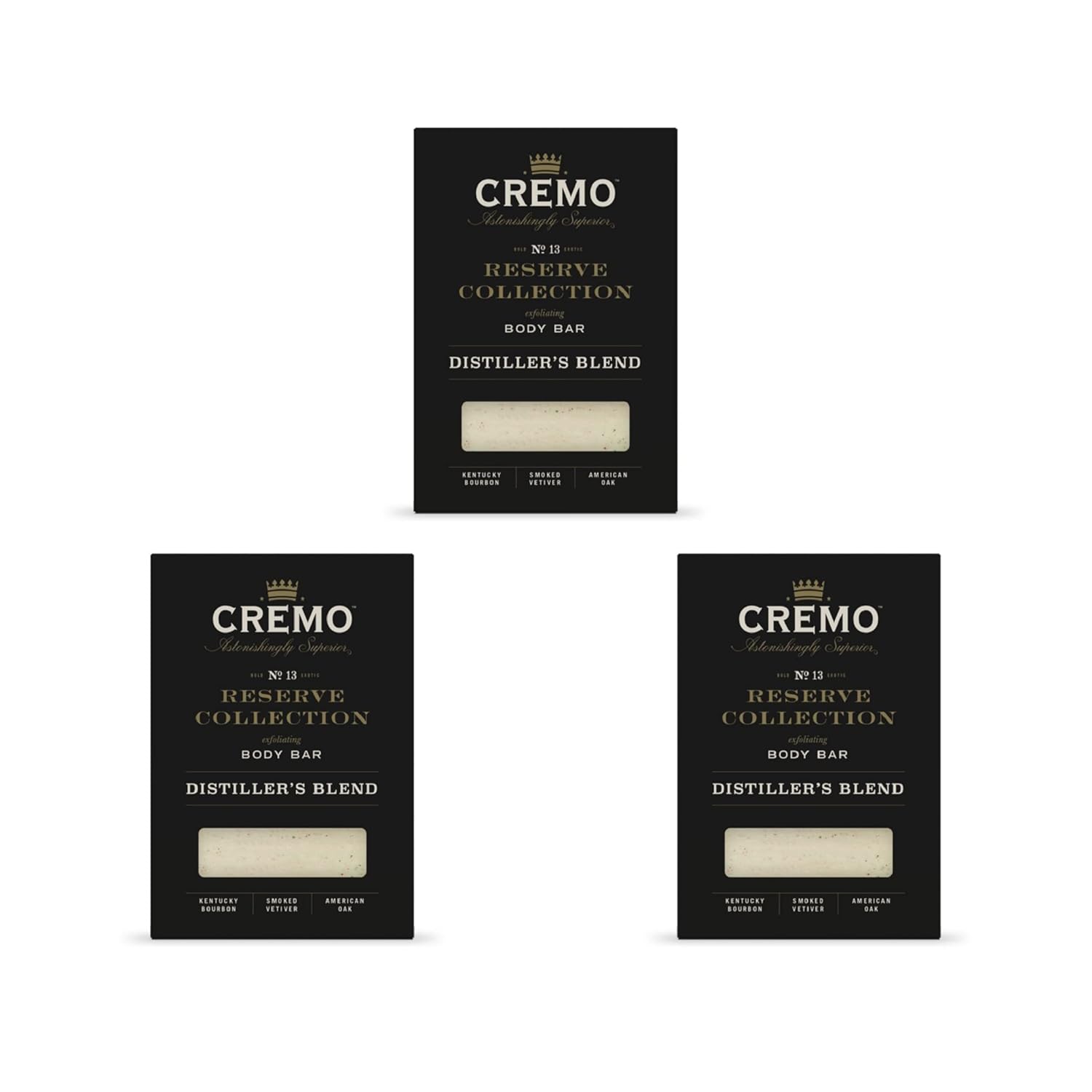 Cremo Exfoliating Body Bars Distiller'S Blend (Reserve Collection) - A Combination Of Lava Rock And Oat Kernel Gently Polishes While Shea Butter Leaves Your Skin Feeling Smooth & Healthy (Pack Of 3)