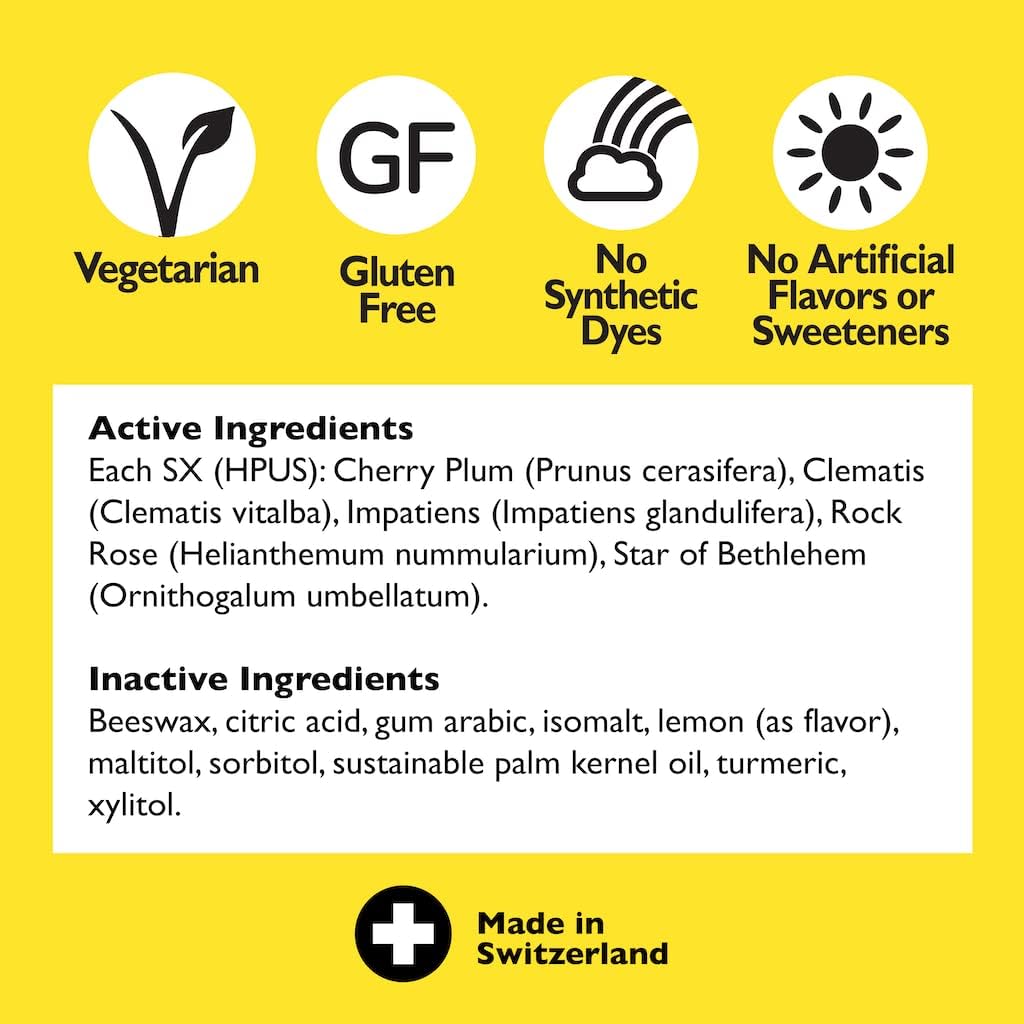 Bach RESCUE PASTILLES, Lemon Flavor, Natural Stress Relief Lozenges, Homeopathic Flower Essence, Vegetarian, Gluten & Sugar-Free, 35 Count : Health & Household