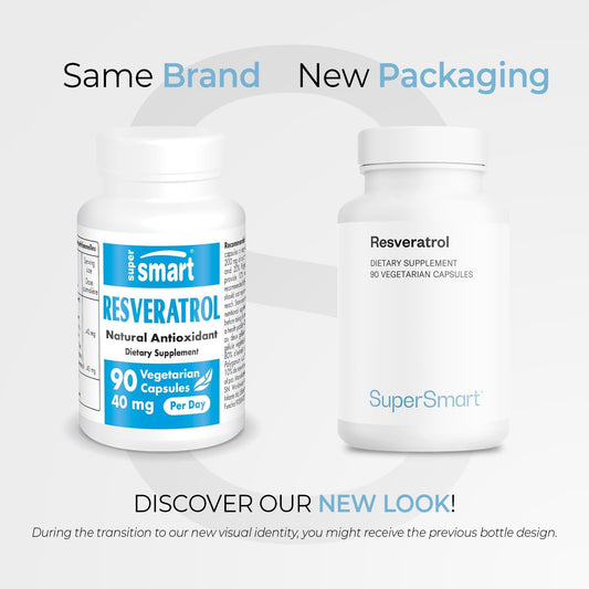 Supersmart - Resveratrol 40Mg Per Day (Well-Tolerated) - Organic Red Grapes Extract - High Potency Resveratrol Supplement | Non-Gmo & Gluten Free - 90 Vegetarian Capsules