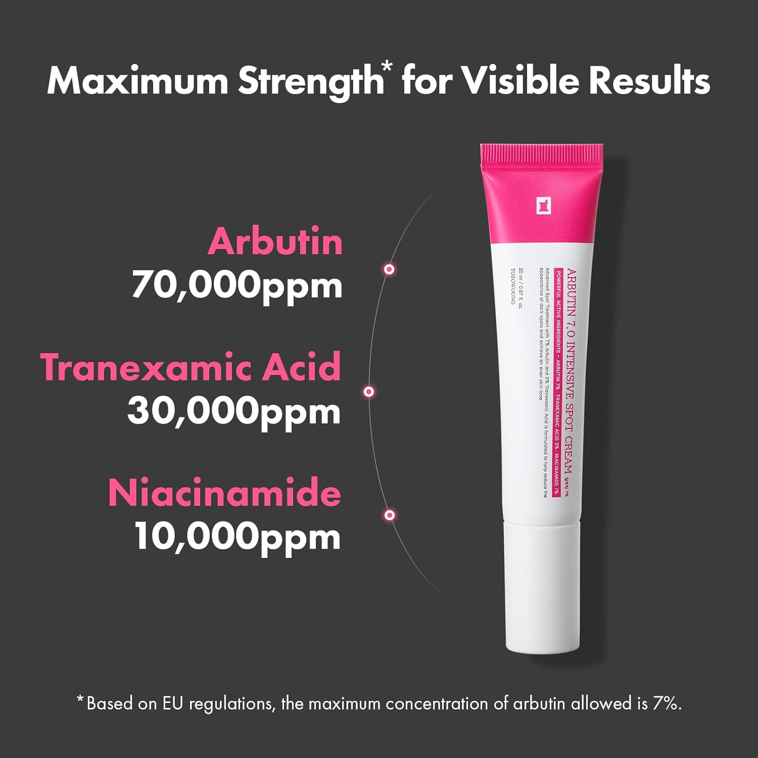 Tosowoong Arbutin 7% Intensive Spot Cream With 70,000Ppm Arbutin, 3% Tranexamic Acid, 1% Niacinamide, Glutathione, Dark Spots, Freckle, Blemishes, Anti-Pigmentation, Korean Skin Care, 20Ml, 0.67 Fl.Oz : Beauty & Personal Care