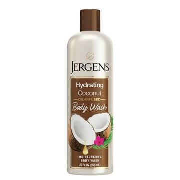 Jergens Hydrating Coconut Body Wash, Daily Moisturizing Skin Cleanser, Paraben Free, 22 Ounces, Infused with Coconut Oil, pH Balanced, Dye Free, Dermatologist Tested