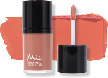 Mii Cosmetics Cheek Veil Liquid Blush | Weightless Liquid Blusher For Cheeks | Brightens With A Natural, Healthy Glow | Buildable & Blendable Makeup Blush | Soft Warm Peach | Radiance | 7Ml