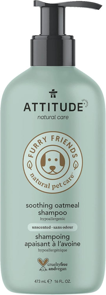 Attitude Soothing Shampoo For Cat & Dog, Vegan And Cruelty-Free, Unscented, 16 Fl Oz