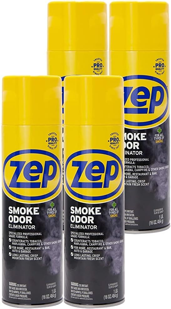 Zep Smoke Odor Eliminator Aerosol - 16 Ounce (Pack of 4) ZUSOE16 - Eliminate Cannabis (Marijuana) and Tobacco Odors