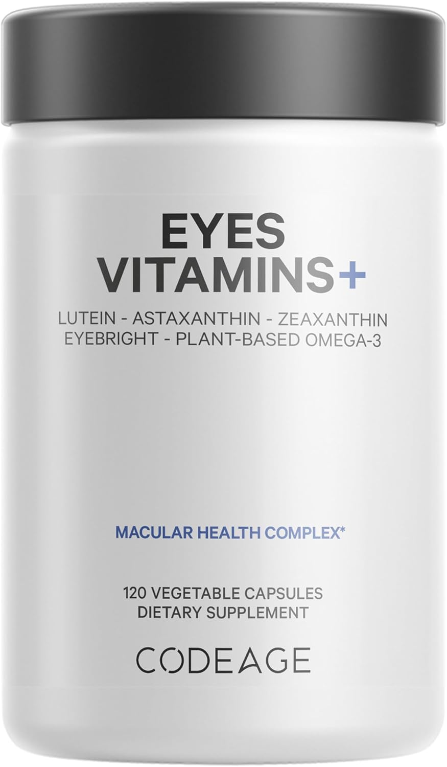 Codeage Eyes Vitamins - Areds 2 Based Formula Supplement - 2-Month Supply - Vitamins A, C, E, Zinc, Lutein, Astaxanthin, Zeaxanthin, Eyebright, Marigold, Bilberry, Saffron, Omega-3-120 Capsules