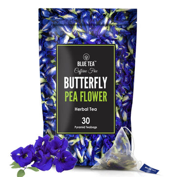 Blue Tea - Butterfly Pea Flower Tea - 30 Count | Anti-Oxidant Rich | Herbal Tea - Flower Based - Caffeine Free - Detox Tea - Vegan - Non-Gmo - Non-Bitter | Premium Zipper