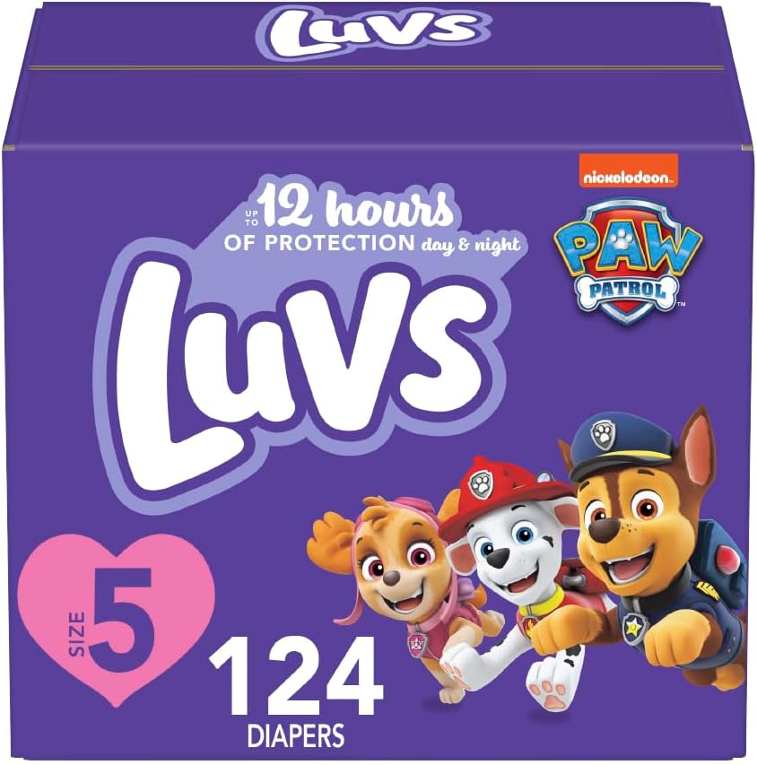 Luvs Diapers - Size 5, 124 Count, Paw Patrol Disposable Baby Diapers