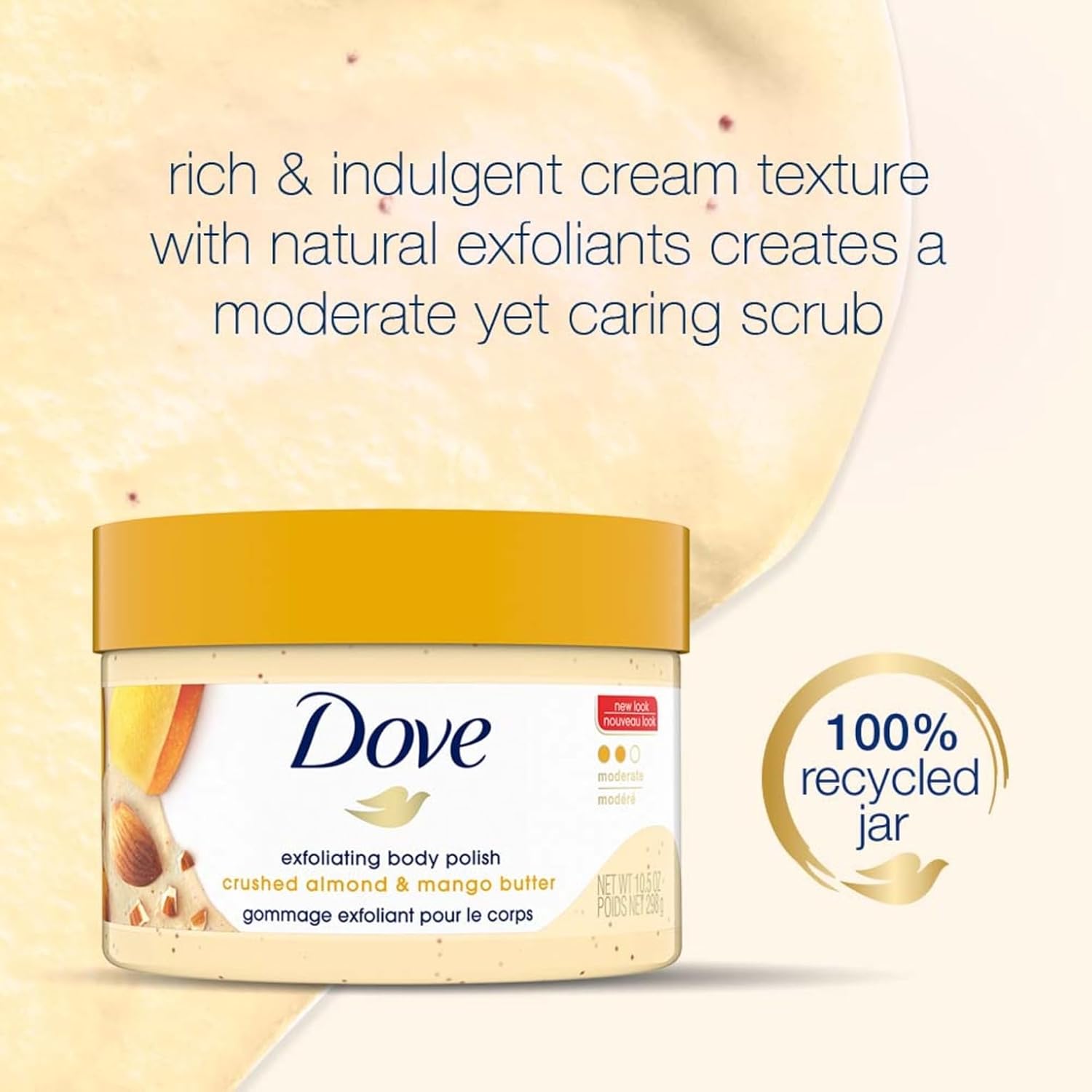 Dove Scrub Crushed Almond & Mango Butter For Silky Smooth Skin Body Scrub Exfoliates & Restores Skin's Natural Nutrients 10.5 oz : Beauty & Personal Care