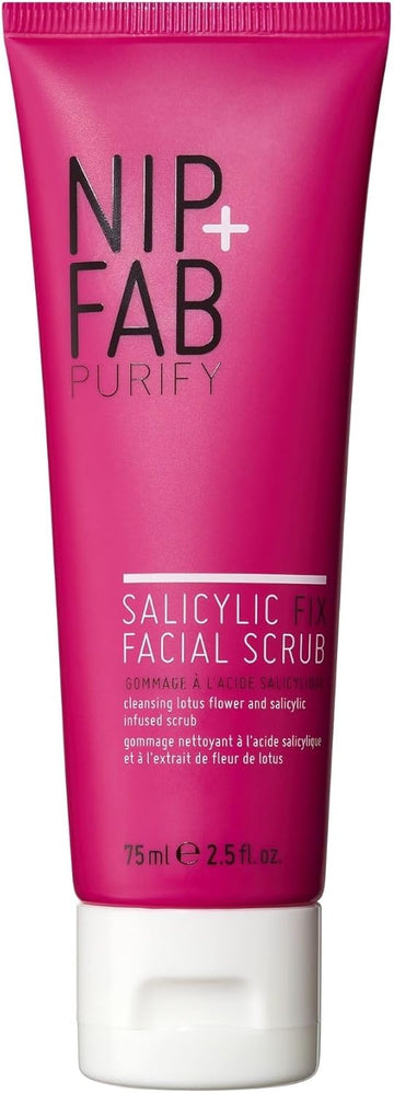 Cnip + Fab Salicylic Acid Fix Scrub For Face With Vitamin E And Volcanic Rock Exfoliating Facial Cleanser Exfoliant For Pores And Oil Control, 75 Ml