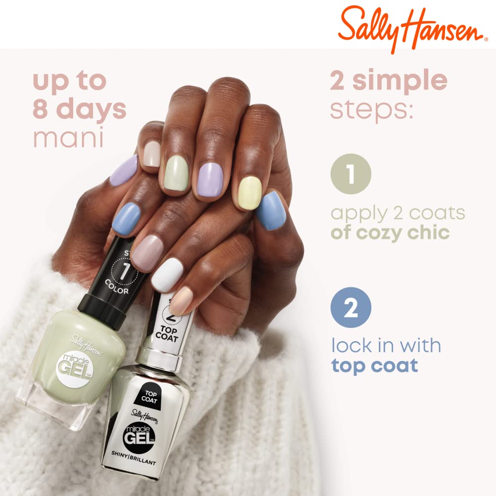 Sally Hansen Miracle Gel™, Cozy Chic Blanket Statemint, Long Lasting, Gel-Like Formula, No UV Lamp Needed, Green Nail Polish : Beauty & Personal Care