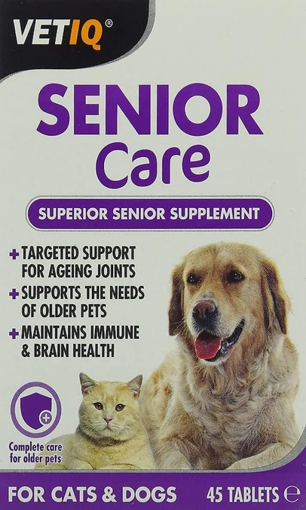 VETIQ Senior Care Supplement For Cats & Dogs, Health Support For Senior Pet's Joints & Maintains Immune & Brain Health, 45 Tablets :Pet Supplies