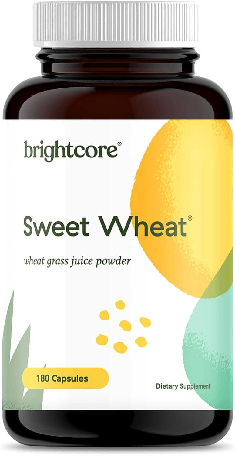 Brightcore Nutrition Sweet Wheat, Ready-to-Drink Athletic Greens, Super Greens with Digestive Enzymes for Digestive Health and Immune Boost, 180 Wheatgrass Juice Powder Capsules