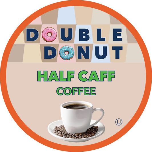 Double Donut Half Caff Coffee Pods, Single Serve Half Caffeine Coffee Pods For Keurig K Cup Brewers, Medium Roast, 80 Count