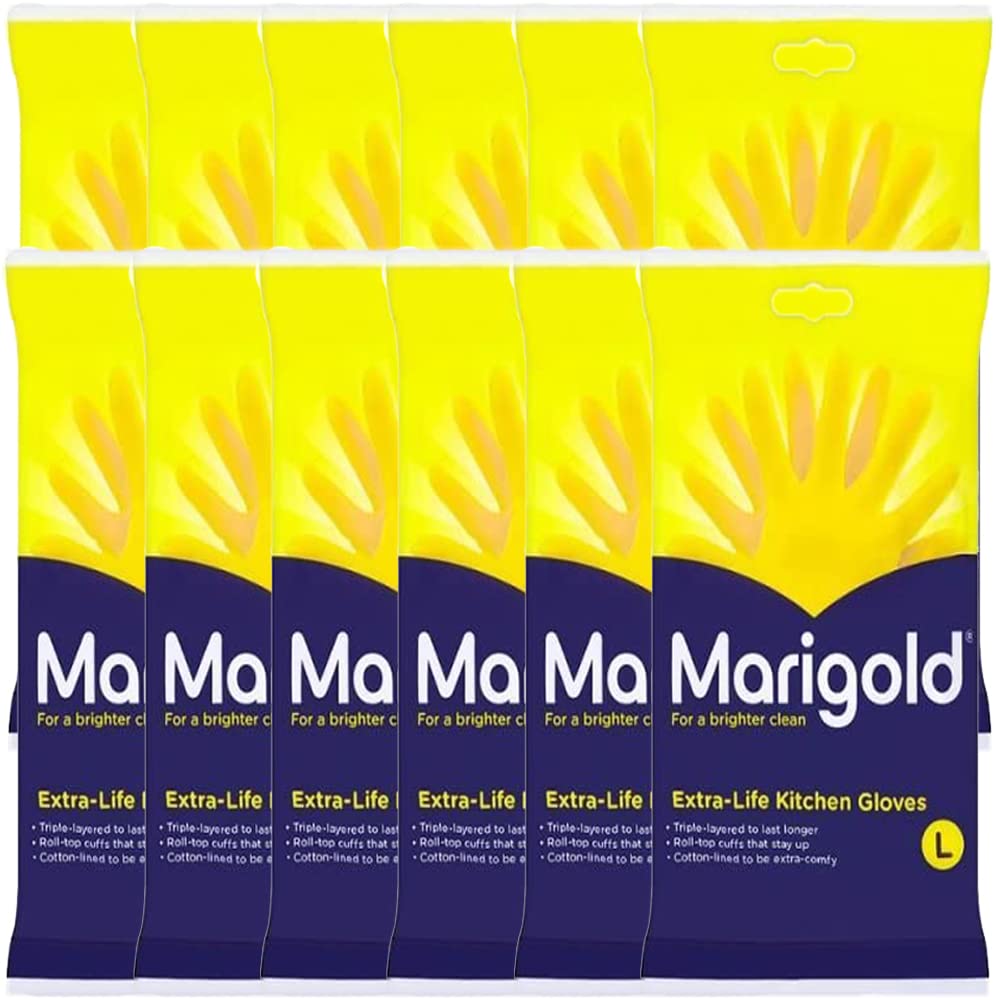 Marigold Kitchen Gloves Original Extra Life Cleaning Large Size Wholesale Bulk Price Options (12)
