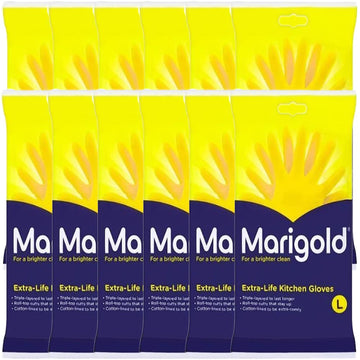 Marigold Kitchen Gloves Original Extra Life Cleaning Large Size Wholesale Bulk Price Options (12)