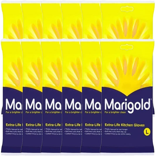 Marigold Kitchen Gloves Original Extra Life Cleaning Large Size Wholesale Bulk Price Options (12)
