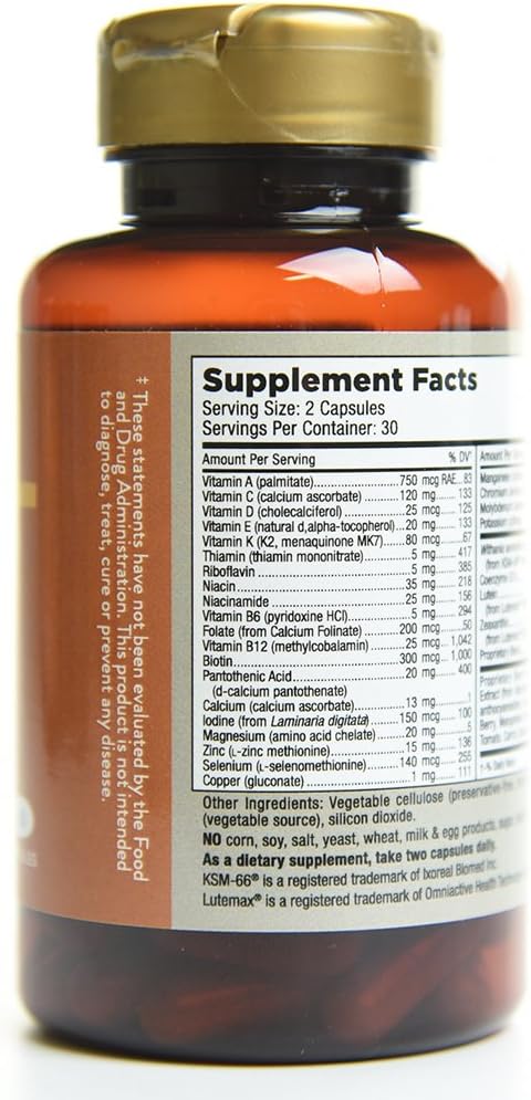 Mt. Angel Vitamins - Daily Mens Multivitamin 50+ Adult Formula with Iron, Calcium, KSM-66 Ashwaganda, and a Potent Proprietary Herbal Blend of The Best Mens Vitamins - 60 Count Capsules : Health & Household