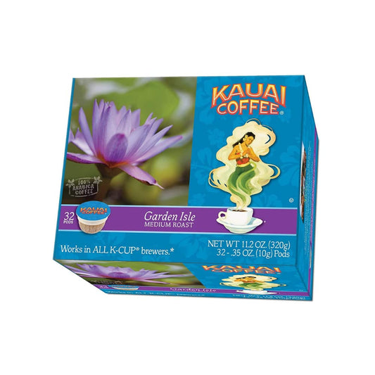 Kauai Coffee Garden Isle Medium Roast - Compatible with Keurig Pods K-Cup Brewers (1 Pack of 32 Total Single-Serve Cups)