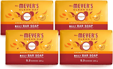 Mrs. Meyer'S Clean Day Bar Soap, Use As Body Wash Or Hand Soap, Made With Essential Oils, Clementine_, 5.3 Oz, 4 Bars
