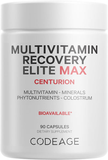 Codeage Multivitamin Recovery Elite Max - Advanced Recovery Support For Athletes - Mixed Carotenoids, Colostrum, Quercetin, Magnesium, Zinc, Vitamin K, Boron - Sports Supplement - 90 Capsules