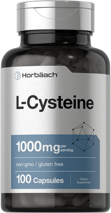 Horbäach L-Cysteine 1000mg | 100 Powder Capsules | Non-GMO, Gluten Free Supplement