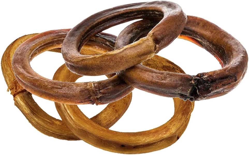 hotspot pets Bully Stick Rings for Dogs - (20 Pack) Premium All Natural Long Twisted Beef Pizzle Dog Chew Treats - Grain Free Fully Digestible Rawhide Alternative -Thick Chew Circles