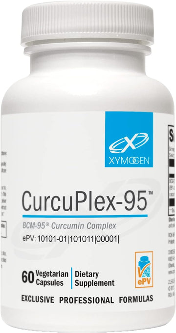 XYMOGEN CurcuPlex-95 - Turmeric Curcumin Supplements with Enhanced Bioavailability - Joint Health and Brain Support Supplement (60 Vegan Turmeric Capsules)