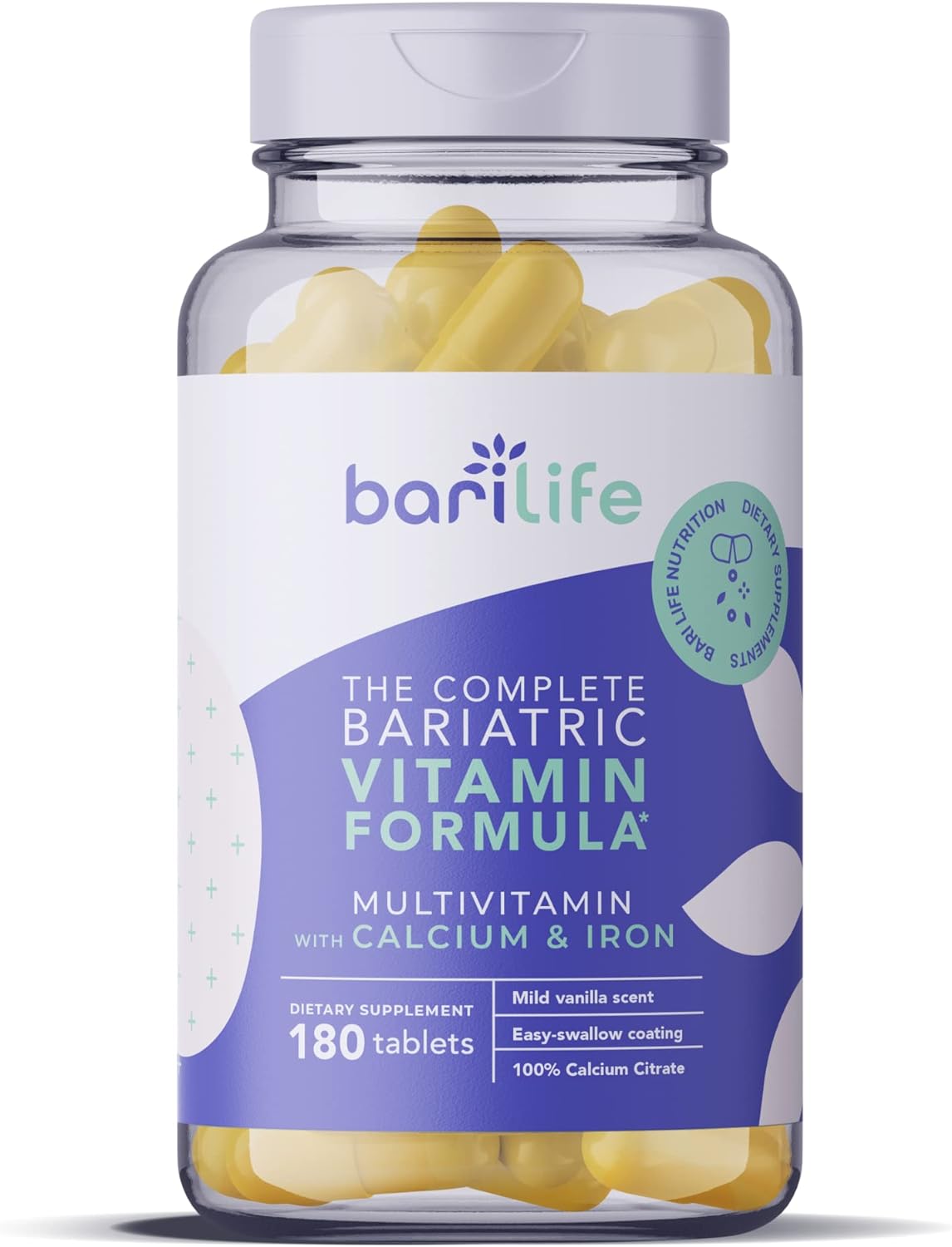 Bari Life Complete Bariatric Multivitamin Non-chewable Tablet w/ Calcium Citrate and Iron - 180 Tablets/Bottle