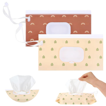 2 Pcs Extra Large Wet Wipe Bag, 10" X 6" Wet Wipe Dispenser, Refillable Wipes Dispenser, Reusable Wet Wipe Pouch, Portable Wipe Holders, Travel Container Wipes Bag, Water-Proof Wet Wipe Cases, Style 3