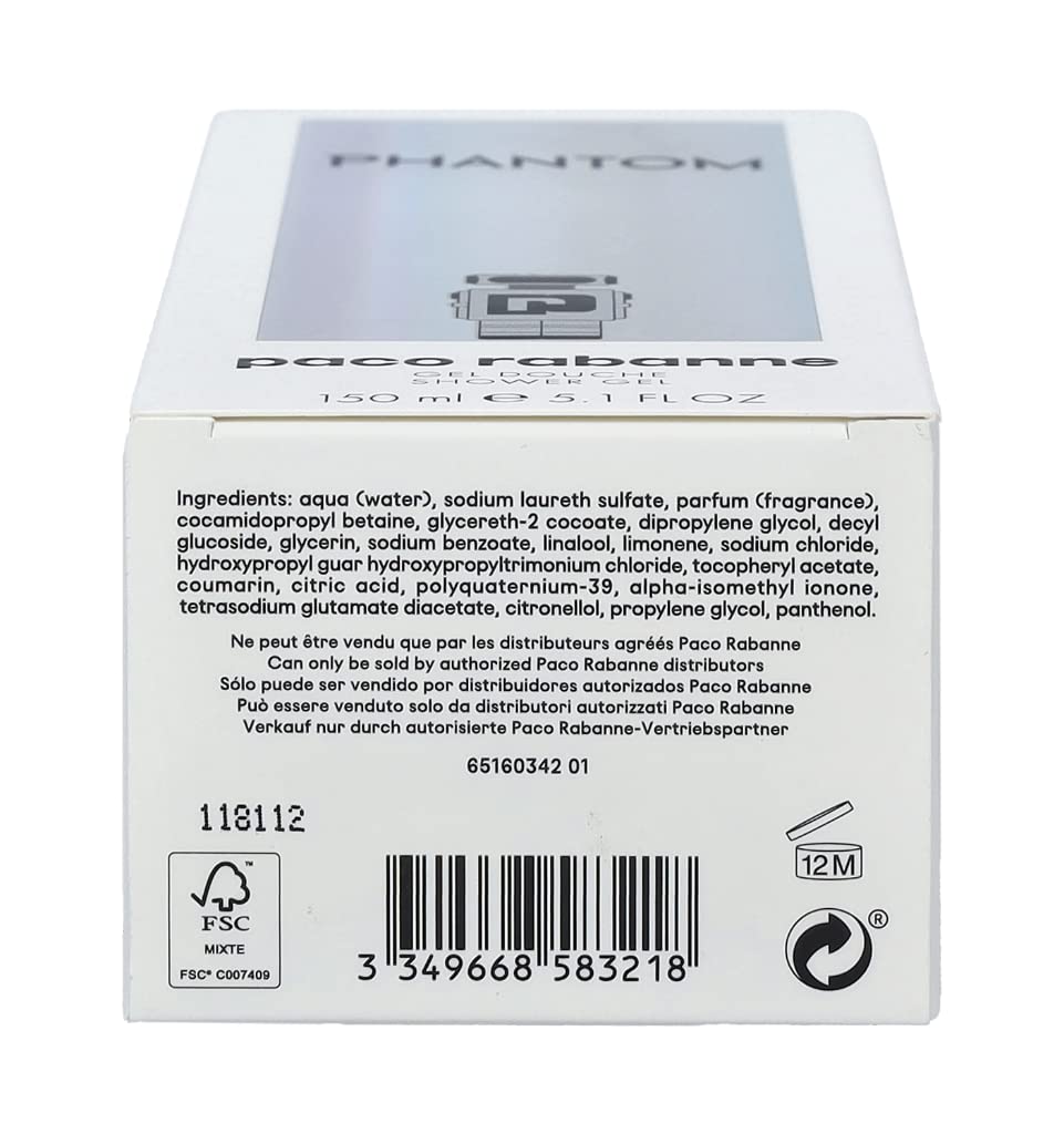 Paco Rabanne Phantom By Paco Rabanne, Shower Gel 5 Oz : Beauty & Personal Care
