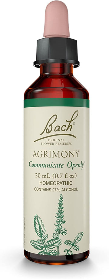 Bach Original Flower Remedies, Agrimony for Open Communication, Natural Homeopathic Flower Essence, Holistic Wellness and Stress Relief, Vegan, 20mL Dropper