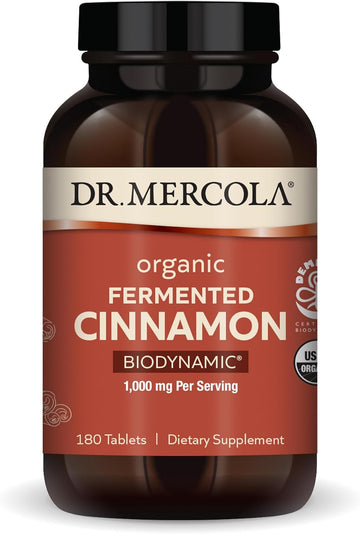 Dr. Mercola Biodynamic Organic Fermented Cinnamon, 90 Servings (180 Tablets), Dietary Supplement, 1000 mg Per Serving, Non-GMO, Certified USDA Organic, Demeter Certified Biodynamic