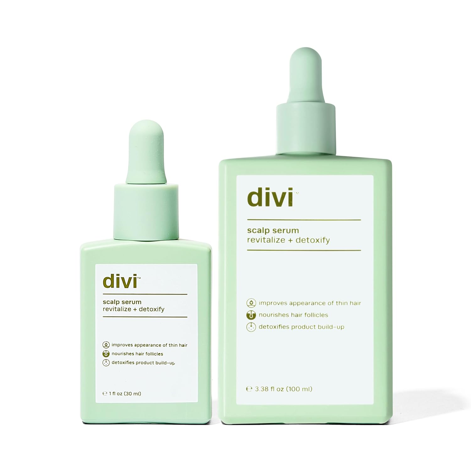 divi Hair Scalp Serum 30 ml & 100 ml Scalp Serum Bundle for Women and Men - Revitalize and Balance Your Scalp - Improves Appearance of Thinning Hair, Nourishes the Scalp and Helps Re