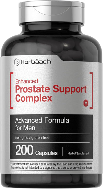 Horbäach Enhanced Prostate Supplement For Men | 200 Capsules | Prostate Herbal Complex | Non-Gmo, Gluten Free