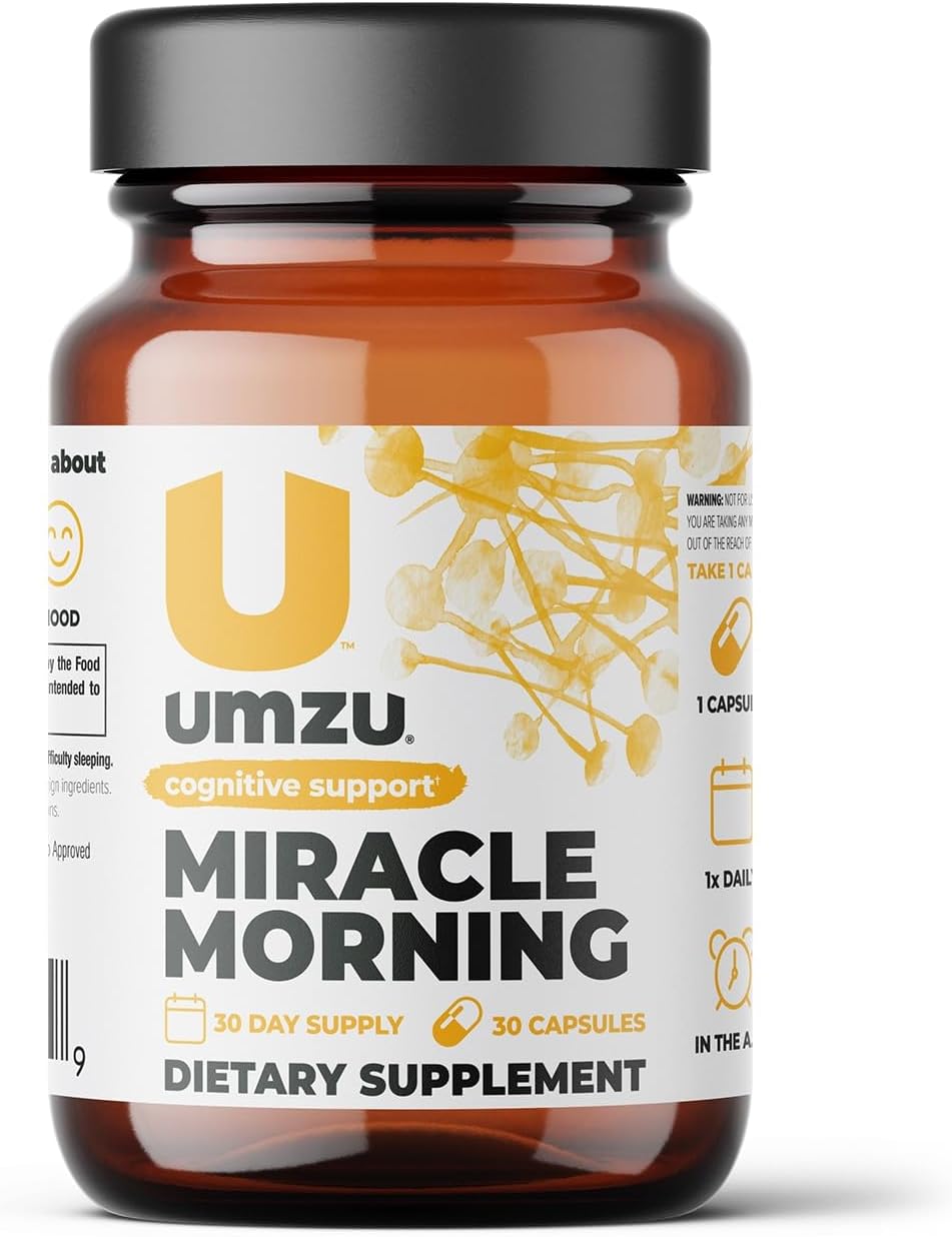 UMZU Miracle Morning - Natural Energy Supplements - with Caffeine, L-Theanine, Thiamin & More - Focus & Energy Pills - 30 Day Supply - 30 Capsules : Health & Household