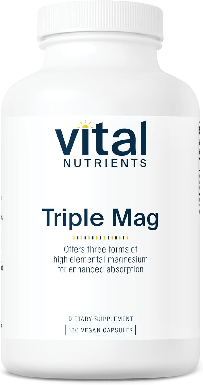 Vital Nutrients Triple Magnesium Complex | Vegan Magnesium Glycinate, Malate & Oxide 250Mg | Easily Absorbed Magnesium Supplement For Stress, Muscle, Heart, Bone Support | 180 Capsules