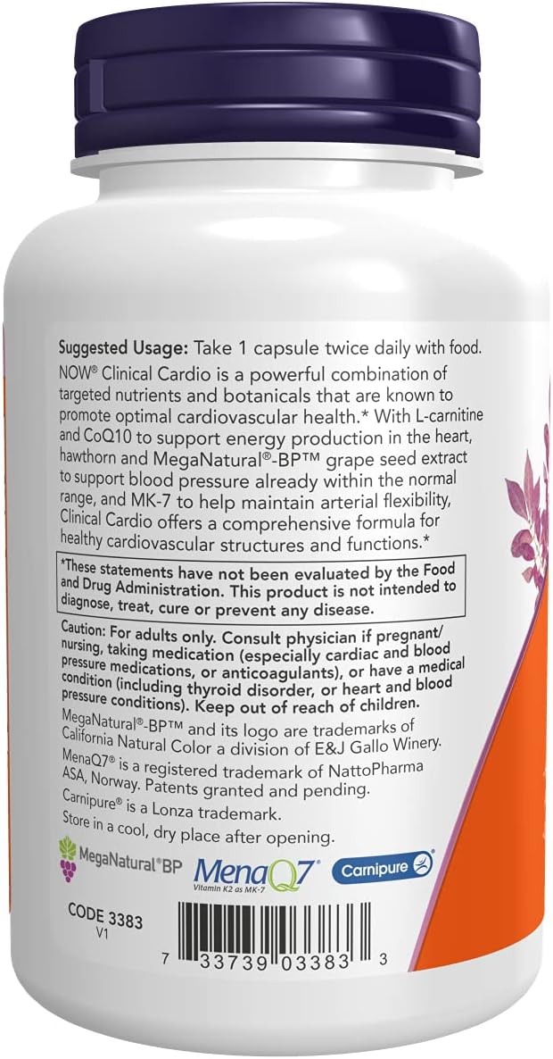 NOW Supplements, Clinical Cardio, Cardiovascular Support*, Helps Maintain Blood Pressure Already Within the Healthy Range*, Clinically Validated Ingredients, 90 Veg Capsules : Health & Household