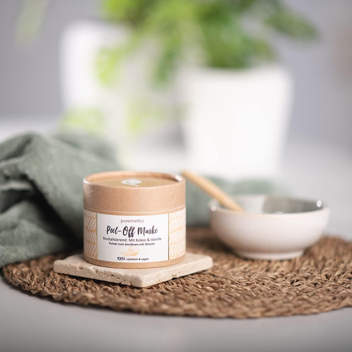 Puremetics Zero Waste Peel-Off Mask"Revitalizing - With Cocos & Vanilla" | 100% Natural, Vegan & Plastic-Free | Natural Cosmetics Without Plastic | For All Skin Types Normal And Mixed Skin