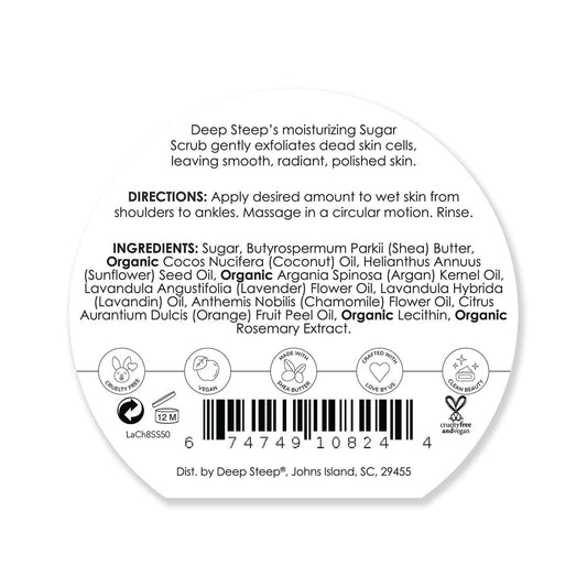 Deep Steep Sugar Scrub, Lemon Cream, 8 Oz – Exfoliating Body Scrub With Organic Coconut Oil, Shea Butter & Argan Oil – Vegan, Clean Beauty, Smooth, Soft & Nourished Skin