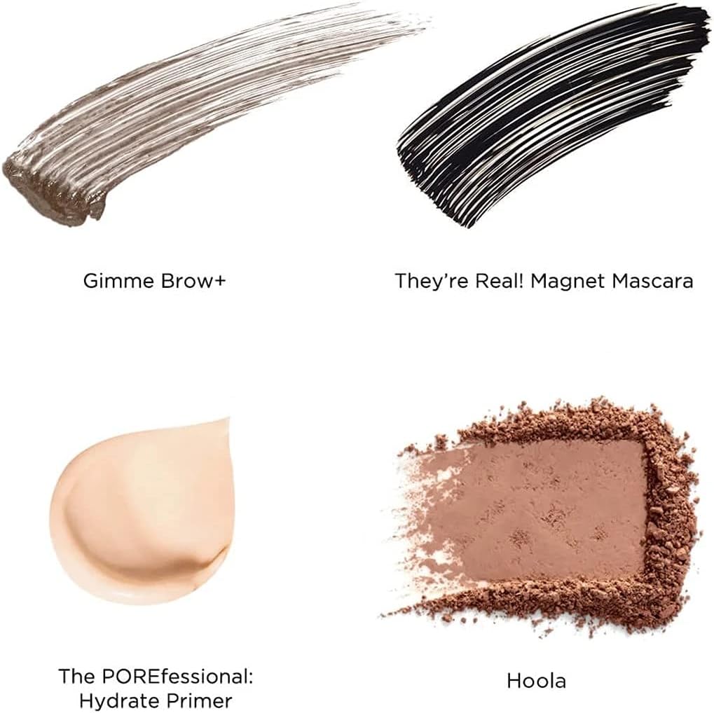 Benefit Holiday Cutie Beauty Set including Gimme Brow+ (Shade 3), They're Real! Magnet Mascara, Hoola Bronzer & Porefessional Hydrate Primer (Worth £87)