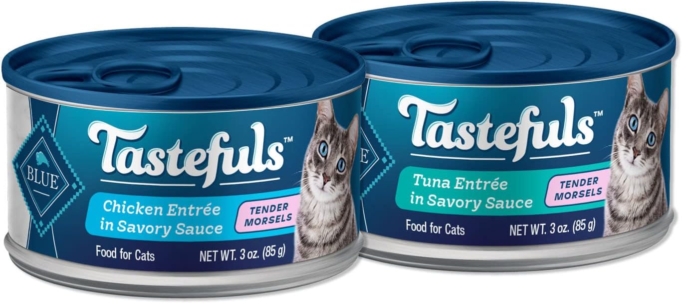 Blue Buffalo Tastefuls Natural Tender Morsels Wet Cat Food Bundle, Chicken And Tuna 3-Oz Cans (48 Count- 24 Of Each Flavor)