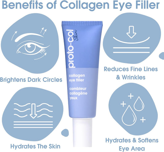 Proto-Col - Hydrating Collagen Eye Cream, Boosts, Brightens And Moisturises Puffy Bags, Dark Circles And Crow'S Feet For Younger Looking Skin, Made With Hyaluronic Acid And Vitamin C
