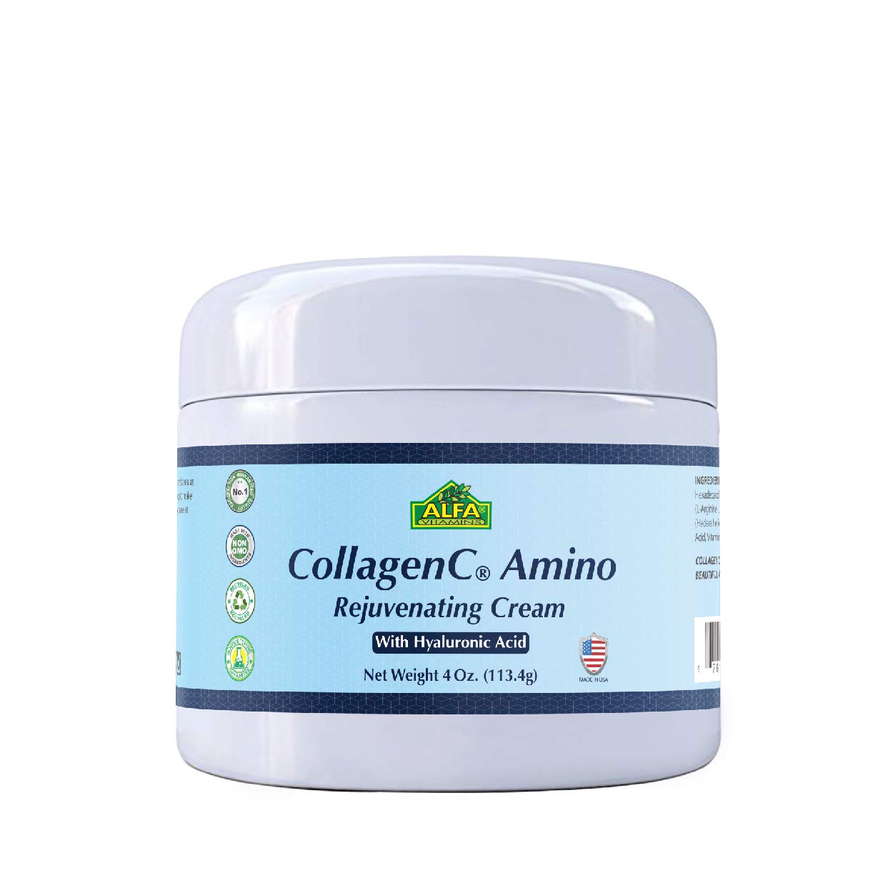 ALFA VITAMINS Collagen Amino Cream with Vitamin E. Rejuvenates the Skin/Aging/Wrinkles/Revitalizing/Moisturizer - 4 Oz