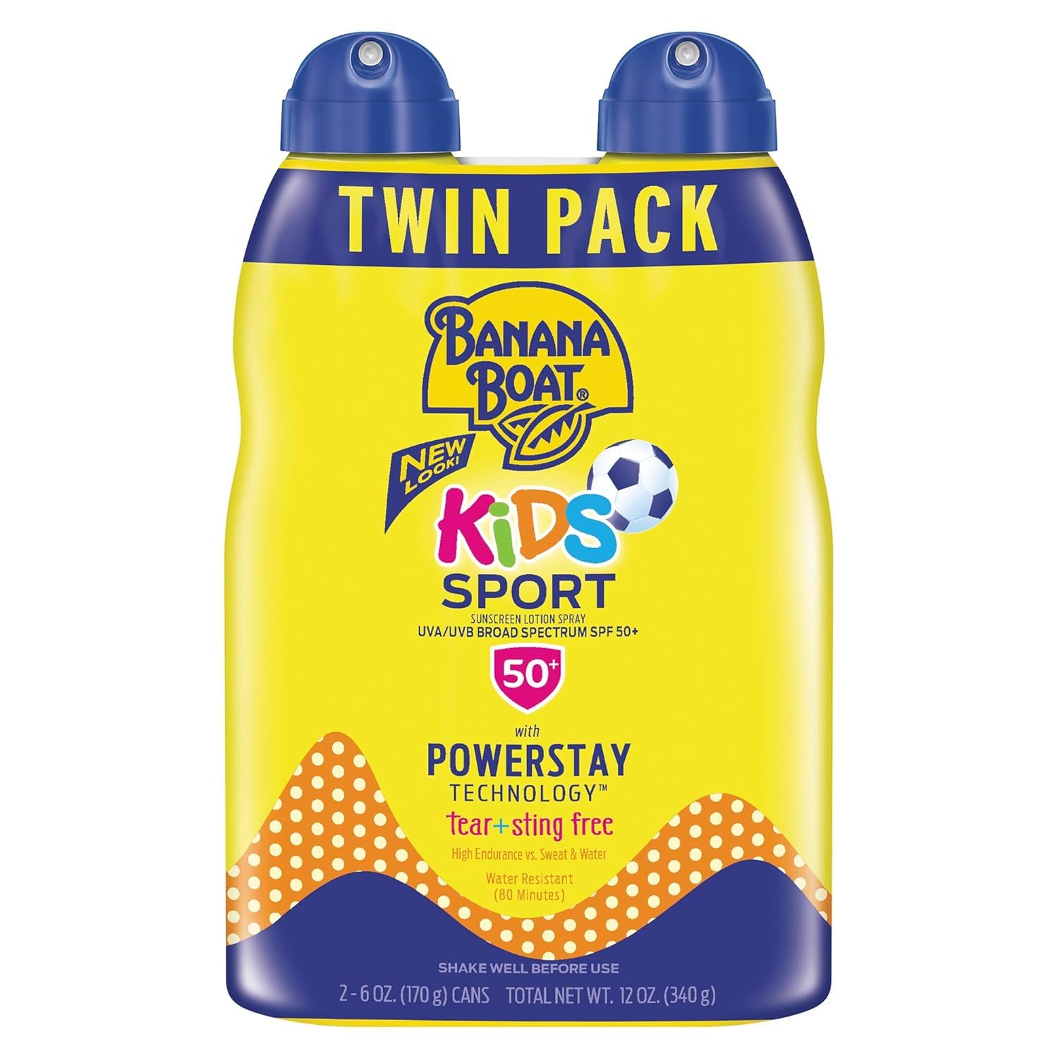 Banana Boat Kids Sport Sunscreen Spray Spf 50, Twin Pack | Kids Sunscreen Spray, Kids Sunblock Spray, Oxybenzone Free Sunscreen For Kids, Spray Sunscreen Spf 50, 6Oz Each