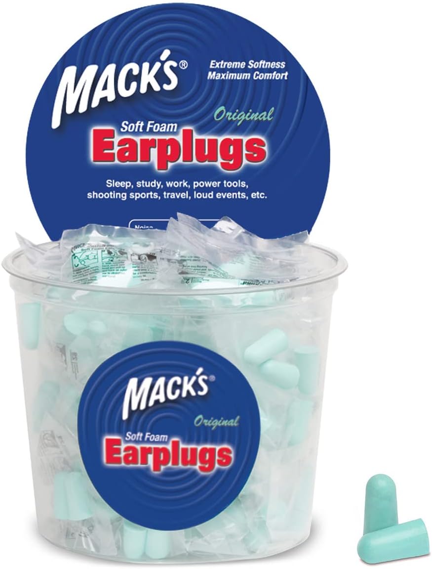 Mack's Original Soft Foam Earplugs -100 Pair - Individually Wrapped - 33dB Highest NRR, Comfortable Ear Plugs for Sleeping, Snoring, Work, Travel and Loud Events | Made in USA